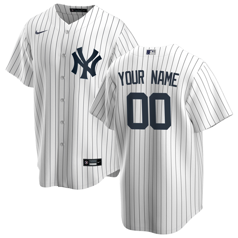 2020 MLB Men New York Yankees Nike White Navy Home 2020 Replica Custom Jersey 1->new york yankees->MLB Jersey